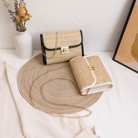 Women's Straw Solid Color Vacation Square Flip Cover Square Bag main image 2