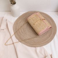 Women's Straw Solid Color Vacation Square Flip Cover Square Bag main image 3