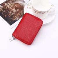 Women's Solid Color Pu Leather Zipper Card Holders sku image 1