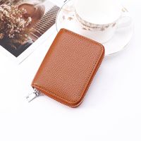 Women's Solid Color Pu Leather Zipper Card Holders sku image 4