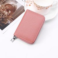 Women's Solid Color Pu Leather Zipper Card Holders sku image 7