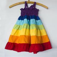 Lässig Regenbogen Baumwollmischung Polyester Drucken Midi-kleid Familie Passenden Outfits main image 5