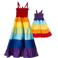 Casual Rainbow Cotton Blend Polyester Printing Midi Dress Family Matching Outfits main image 3