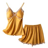 Women's Sexy Color Block Imitated Silk Polyester Lace Shorts Sets main image 5