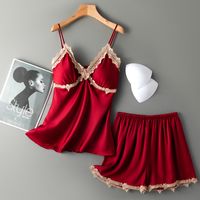 Women's Sexy Color Block Imitated Silk Polyester Lace Shorts Sets main image 2
