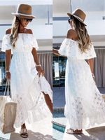 Women's Princess Dress Simple Style Boat Neck Embroidery Sleeveless Solid Color Maxi Long Dress Street main image 1