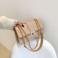 Women's Pu Leather Solid Color Vintage Style Square Magnetic Buckle Shoulder Bag Square Bag Chain Bag main image 5