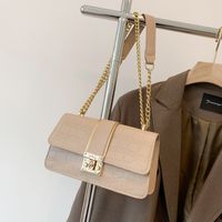 Women's Pu Leather Solid Color Vintage Style Square Magnetic Buckle Shoulder Bag Square Bag Chain Bag sku image 2
