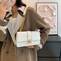 Women's Pu Leather Solid Color Vintage Style Square Magnetic Buckle Shoulder Bag Square Bag Chain Bag main image 3