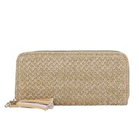 Women's All Seasons Straw Solid Color Basic Square Zipper Clutch Bag Long Wallet sku image 2