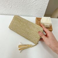 Women's All Seasons Straw Solid Color Basic Square Zipper Clutch Bag Long Wallet main image 4