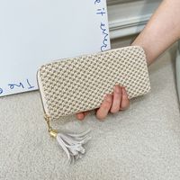 Women's All Seasons Straw Solid Color Basic Square Zipper Clutch Bag Long Wallet main image 3