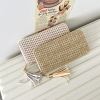 Women's All Seasons Straw Solid Color Basic Square Zipper Clutch Bag Long Wallet main image 1