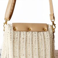 Women's Small Straw Solid Color Basic Square Flip Cover Crossbody Bag main image 5