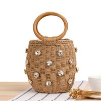 Women's Small Spring&summer Straw Solid Color Vacation Bucket String Straw Bag main image 6