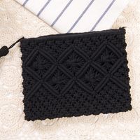 Women's Medium Cotton Rope Solid Color Vintage Style Square Zipper Crossbody Bag Straw Bag main image 4