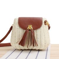 Women's Small Straw Solid Color Basic Square Flip Cover Crossbody Bag sku image 1