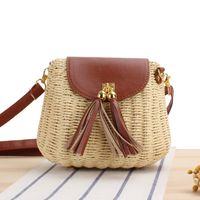 Women's Small Straw Solid Color Basic Square Flip Cover Crossbody Bag sku image 3