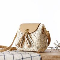 Women's Small Straw Solid Color Basic Square Flip Cover Crossbody Bag main image 3