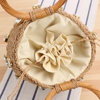 Women's Small Spring&summer Straw Solid Color Vacation Bucket String Straw Bag main image 2