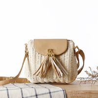 Women's Small Straw Solid Color Basic Square Flip Cover Crossbody Bag main image 6