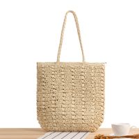Women's Large Spring&summer Straw Solid Color Vacation Square Zipper Straw Bag sku image 2
