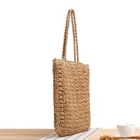Women's Large Spring&summer Straw Solid Color Vacation Square Zipper Straw Bag main image 4