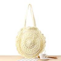 Women's Large Spring&summer Straw Solid Color Vacation Round Zipper Straw Bag main image 3