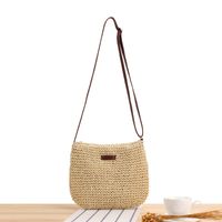 Women's Small Spring&summer Straw Solid Color Vacation Square Zipper Straw Bag main image 6