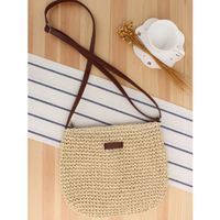Women's Small Spring&summer Straw Solid Color Vacation Square Zipper Straw Bag sku image 1