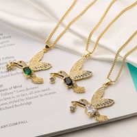 Simple Style Bird Copper Plating Inlay Zircon 18k Gold Plated Pendant Necklace main image 1