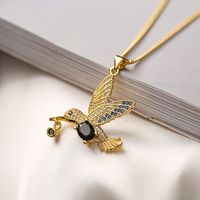Simple Style Bird Copper Plating Inlay Zircon 18k Gold Plated Pendant Necklace sku image 3