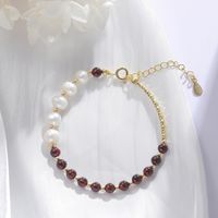 1 Piece Simple Style Circle Beaded Artificial Pearl Polishing Plating Women's Bracelets main image 2