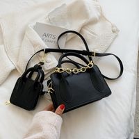 Women's Small Pu Leather Solid Color Streetwear Chain Square Zipper Crossbody Bag sku image 3