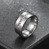 Wholesale 1 Piece Simple Style Circle Stainless Steel Rhinestones Rings sku image 5