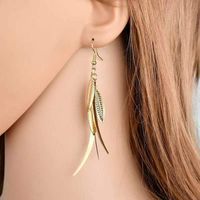 Wholesale Jewelry 1 Pair Retro Ethnic Style Leaf Leaves Alloy Gold Plated Silver Plated Drop Earrings main image 8