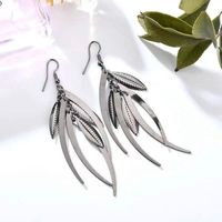 Wholesale Jewelry 1 Pair Retro Ethnic Style Leaf Leaves Alloy Gold Plated Silver Plated Drop Earrings sku image 3