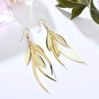 Wholesale Jewelry 1 Pair Retro Ethnic Style Leaf Leaves Alloy Gold Plated Silver Plated Drop Earrings sku image 1