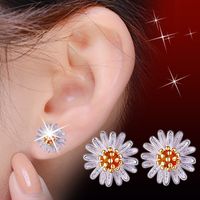 1 Pair Sweet Chrysanthemum Daisy Copper Patchwork Plating Gold Plated Silver Plated Ear Studs main image 1