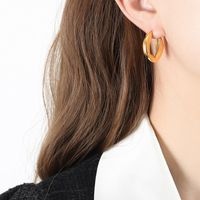 Großhandel Einfache Titanstahl Überzogene Unregelmäßige Ohrringe Aus 18 Karat Gold Nihaojewelry sku image 2