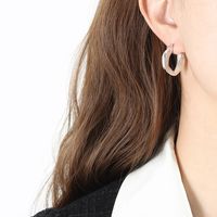 Großhandel Einfache Titanstahl Überzogene Unregelmäßige Ohrringe Aus 18 Karat Gold Nihaojewelry sku image 1