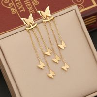 Acero Inoxidable Chapados en oro de 18k Elegante Enchapado Embutido Mariposa Diamante Artificial Pulsera Aretes Collar main image 2