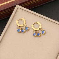 Stainless Steel 18K Gold Plated INS Style Enamel Eye Bracelets Earrings Necklace sku image 3