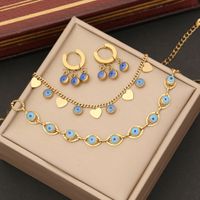 Stainless Steel 18K Gold Plated INS Style Enamel Eye Bracelets Earrings Necklace main image 1