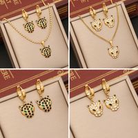 Wholesale Ins Style Cool Style Animal Stainless Steel Artificial Diamond Earrings Necklace main image 1