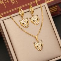 Wholesale Ins Style Cool Style Animal Stainless Steel Artificial Diamond Earrings Necklace main image 6