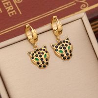 Wholesale Ins Style Cool Style Animal Stainless Steel Artificial Diamond Earrings Necklace sku image 3