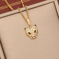 Wholesale Ins Style Cool Style Animal Stainless Steel Artificial Diamond Earrings Necklace sku image 2