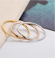 304 Stainless Steel 14K Gold Plated Rose Gold Plated Simple Style Plating Round Rings main image 1