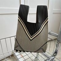 Women's Vintage Style Stripe Heart Shape Butterfly Knit Shopping Bags sku image 47